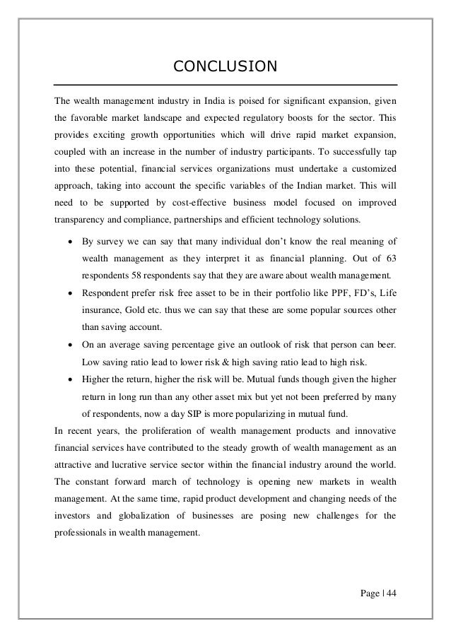 essay on wealth management